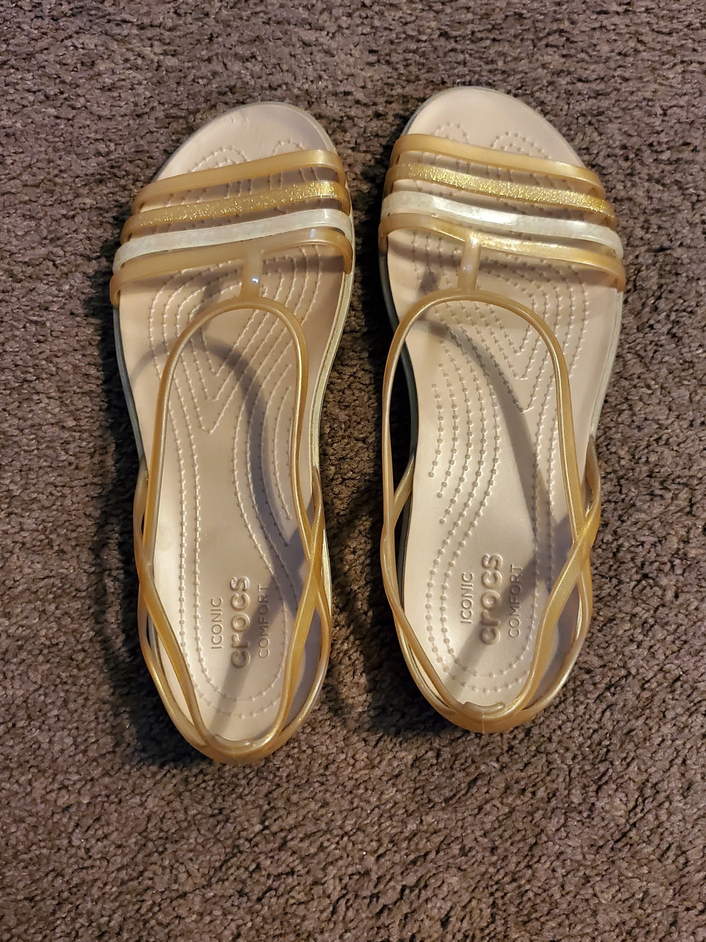 Crocs Isabella Huarache Gold Jelly Sandals Size 9